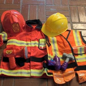 Kids Firefighter Costume Set - Red and Yellow